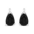 Haus of Brilliance 14K White Gold 1.0 Cttw Treated Black Pear Shaped Solitaire Diamond 3 Prong Stud Earrings - Black Color, VS2-SI1 Clarity - White