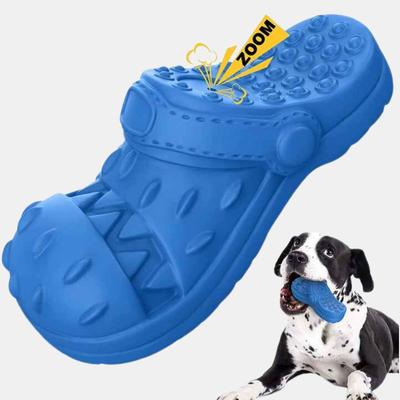 Vigor Slipper Shape Dog Toys For Chewing Teeth Cleaner Interactive Sounding Dog Toy For Aggressive Chewers - Bulk 3 Sets - Blue