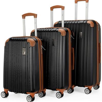 Miami CarryOn Collins 3 Piece Expandable Retro Luggage Set - Black - STANDARD