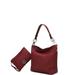 MKF Collection by Mia K Viviana Vegan Leather Womenâ€™s Hobo Bag with Wristlet â€“ 2 pieces - Red