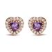 Haus of Brilliance 18K White And Rose Gold 1/6 Cttw Diamond And 4mm Heart Cut Purple Amethyst Gemstone Halo Heart Stud Earrings (G-H Color, SI1-SI2 Clarity) - White