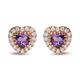 Haus of Brilliance 18K White And Rose Gold 1/6 Cttw Diamond And 4mm Heart Cut Purple Amethyst Gemstone Halo Heart Stud Earrings (G-H Color, SI1-SI2 Clarity) - White