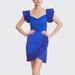 ONE33 SOCIAL The Mercer | Indigo Pleated Cap Sleeve Ruffle Cocktail Dress - Blue - 10