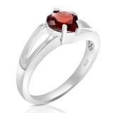 Vir Jewels 1 cttw Garnet Ring in .925 Sterling Silver with Rhodium Plating Solitaire Heart - Grey - 8