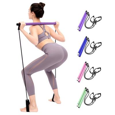 Vigor Indoor Exercise Portable Multi functional Yoga Stick Pilates Bar Kit With Resistance Band - Pink