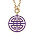 Canvas Style Tara Game Day Greek Keys Enamel Pendant Necklace In Purple - Purple