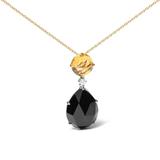 Haus of Brilliance 18K White and Yellow Gold Diamond Accent and Round Yellow Citrine Pear Cut Black Onyx Dangle Drop 18" Pendant Necklace (G-H Color, SI1-SI2 Clarity) - White - 18