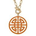 Canvas Style Tara Game Day Greek Keys Enamel Pendant Necklace In Burnt Orange - Orange