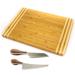BergHOFF Bamboo 3Pc Striped Cutting Board And Aaron Probyn Cheese Knives Set