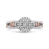 Haus of Brilliance 14K Rose Gold Plated .925 Sterling Silver 1/2 Cttw Round Diamond Double Frame Cross-Over Split Shank Engagement Ring - I-J Color, I2-I3 Clarity - Pink - 8