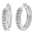 Vir Jewels 1/10 Cttw Diamond Hoop Earrings For Women, Round Lab Grown Diamond Earrings In .925 Sterling Silver, Prong Setting, Width 1/5", Height 1" - Grey