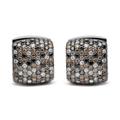 Haus of Brilliance Black Rhodium Plated 18K White Gold 12 5/8 Cttw Multi Color Diamond Square Domed Huggie Hoop Earrings - Brown, Black, G-H Color, SI1-SI2 Clarity - Black