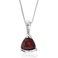 Vir Jewels 0.80 Cttw Pendant Necklace, Garnet Trillion Shape Pendant Necklace For Women In .925 Sterling Silver With Rhodium, 18 Inch Chain, Channel Setting - Grey