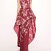 Marchesa Notte Strapless Gilded Gown - Wine - Red - 12