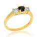 Vir Jewels 1 Cttw 3 Stone Black And White Diamond Engagement Ring 14K Yellow Gold Bridal - Yellow - 5