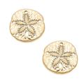 Canvas Style Sand Dollar Stud Earrings in Worn Gold - Gold
