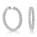 Vir Jewels 4 Cttw Lab Grown Diamond Hoop Earrings 14K White Gold Round Prong Set Inside Out 1.25" - Grey