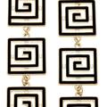 Canvas Style Gretchen Game Day Greek Keys Linked Enamel Earrings In Black - Black