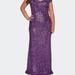 La Femme Off The Shoulder Sequin Plus Size Dress - Purple - 12W