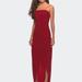 La Femme Long Strapless Jersey Dress With Side Ruching - Red - 4