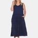 White Mark Plus Size Scoop Neck Tiered Midi Dress - Blue - 2X