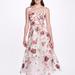 Marchesa Notte Embroidered Floral Tea Length Gown - Ivory - White - 18