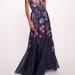 Marchesa Notte Ribbons Gown - Navy Multi - Blue