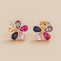 Juvetti Jewelry Florea Earrings In Diamonds, Blue Sapphire, Pink Sapphire And Champagne Sapphire - Gold