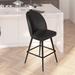 Merrick Lane Teague Set Of 2 Modern Armless Counter Stools With Contoured Backs, Steel Frames, And Integrated Footrests In Black Faux Leather - Black