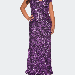 La Femme Off The Shoulder Sequin Plus Size Dress - Purple - 24W