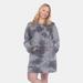 White Mark Plus Size Hoodie Tie Dye Sweatshirt Dress - Grey - 1X