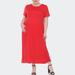 White Mark Plus Size Short Sleeves Maxi Dress - Red - 3X
