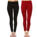 White Mark Pack Of 2 Solid Leggings - Red