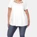 White Mark Plus Size Crisscross Cutout Short Sleeve Top - White - 3X