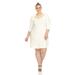 White Mark Women's Plus Size Criss Cross Neckline Swing Midi Dress - White - 3X