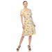 White Mark Women's Floral Short Sleeve Knee Length Dress - White - M