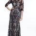 Badgley Mischka Embroidered & Sequined Lace Overlay Dress - Black