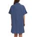 Anna-Kaci Short Sleeve Jean Shirt Dress Button Down - Blue - L