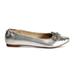 Yosi Samra Vivienne Crystal Bow Flats In Silver Leather - Grey
