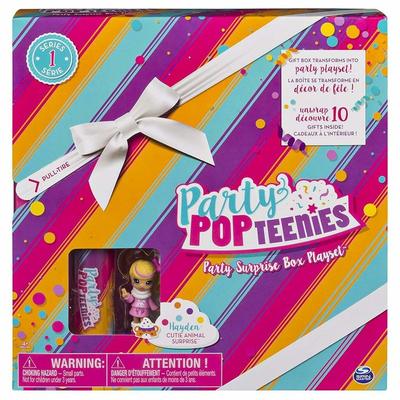 Party Popteenies Cutie Animal Party Surprise Box Playset With Confetti, Exclusive Collectible Mini Doll And Accessories