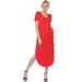 White Mark Short Sleeve V-Neck Maxi Dress - Red - M