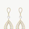 Classicharms Gold Pearl Hollow Teardrop Dangle Earrings - Gold