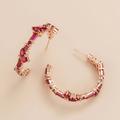 Juvetti Jewelry Lanna Earrings - Large Hoop In Ruby and Diamond - Pink Gold - Red