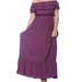 Anna-Kaci Plus Size Off Shoulder Ruffle Empire Maxi Dress - Purple - XL