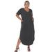 White Mark Plus Size Short Sleeve V-Neck Maxi Dress - Grey - 1X