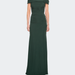 La Femme Ruched Off the Shoulder Net Jersey Evening Dress - Green - 6