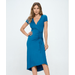 West K Emma Ruched Midi Wrap Dress - Blue - XS