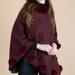 Saachi Style Posey Fur Pompom Poncho - Red