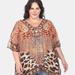 White Mark Plus Size Short Caftan with Tie-up Neckline - Brown - ONE SIZE ONLY