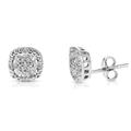 Vir Jewels 1/10 cttw Diamond Earrings In .925 Sterling Silver Push Backs Cushion Shape - Grey